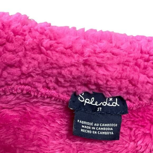 Splendid Girl’s Jacket Pink Fleece Navy Blue Heart Details Size 3T NWT - Picture 8 of 10